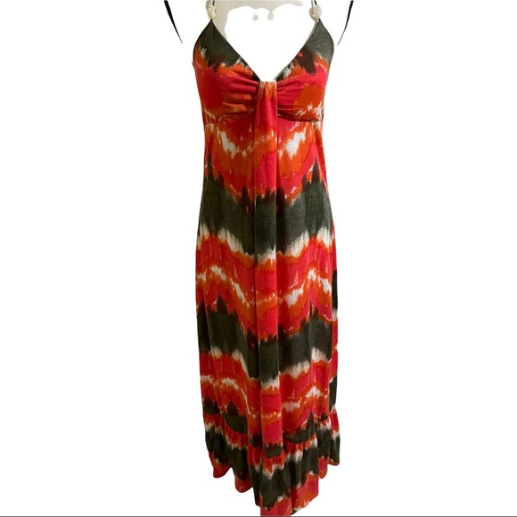 6 degrees maxi dress halter style tie dye. Bottom tiered size medium. - Picture 9 of 12